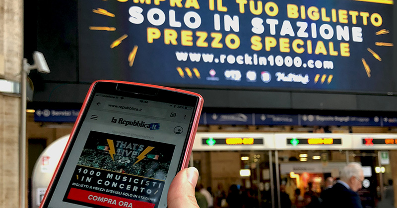 commuters received mobile and in-app ads, while also being able to scan QR codes on the Out of Home Screens